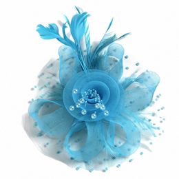 femmes vintage plumes fr fascinator chapeau dames hair aciés de mariage fête florale voile bandeau en épingle à cheveux d5ne #