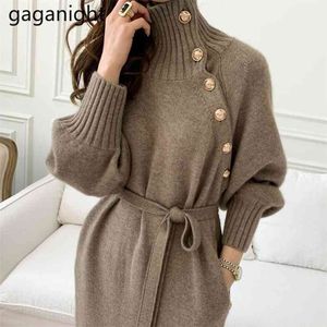 Vintage vrouwen lange trui jurk herfst winter mode dame Koreaanse jurken solide bodycon vestidos warme daling 210601