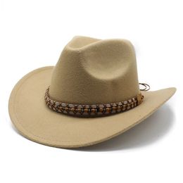 Vintage femmes hommes Style ethnique Western Cowboy chapeau à large bord Gentleman dame Jazz Cowgirl casquette fête Cloche Sombrero Panama 240202