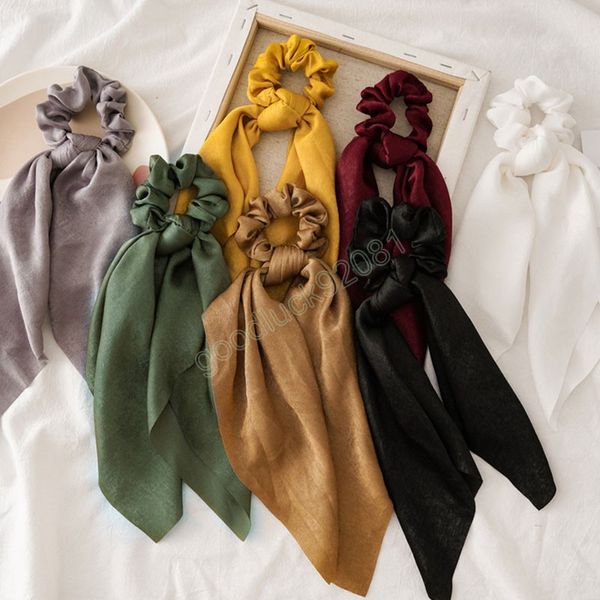 Vintage Donna Scrunchie in raso Filanti per fiocchi fai da te Nastri per capelli Nastro Cravatte per capelli Equiseto Cravatte Avvolgere la testa Accessori per capelli per ragazze