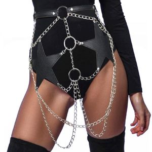 Vintage Femmes Sexy Garter Ceuler Cerre Bodage Bodage En cuir harnais avec chaîne Corset Taist Belt Swets Sous-Goute Accessoires 228O