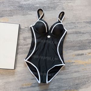 Push Up Women Swimsuit Sexy Contrast Color One Piece Swimsuit Summer Charmant Strand Bathing Suits Black White Fashionable Swimsuits