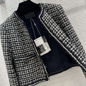 Vintage femmes Tweed Blazer veste manteau femme piste robe de créateur casual à manches longues hauts vêtements costume 2024S