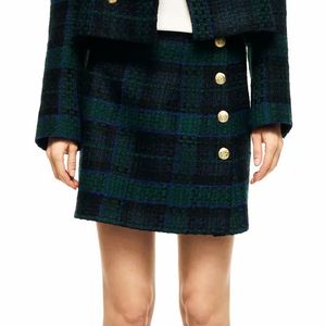 Vintage Femmes Tweed Plaid Jupes Printemps-Automne Mode Dames Patchwork Jupe courte Femme Chic Bas Filles Mignon 210430