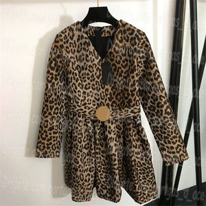 Robe Sexy à col en V pour femmes, jupe léopard à manches longues, décontractée, Style de rue, jupes de styliste