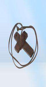 Collier de pendentif en bois vintage pour femmes Collier en bois massif en cuir Collier de corde à chaîne en cuir6041582