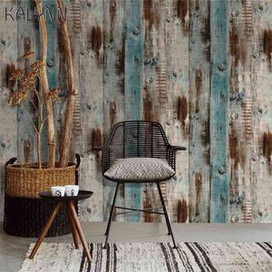 Papel autoadhesivo de madera Vintage, papel tapiz extraíble, Panel de madera azul, película Interior, superficies sin rastro, fácil de limpiar, 210722