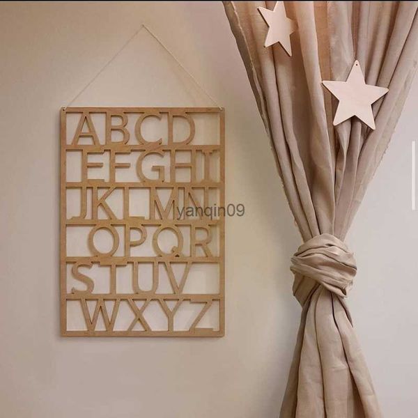 Panel de madera de la vendimia Arte de la pared Decoraciones del dormitorio del bebé Letras de madera Signo colgante de pared Adorno Decoración para el hogar Accesorios Foto Prop L230626