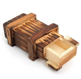 Almacenamiento de madera vintage Box de regalo Magic Hidden Cajón Secreto Cerebro Puzzle Box Toy Toy de aprendizaje de Juguetes para niños Regalos para niños1516119
