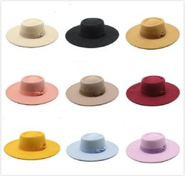 Vintage wol vilt jazz fedora hoeden mannen dames kleden brede ramp panama trilby gentleman formele cap zwart geel rood roze hoed7336500
