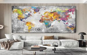 Vintage World Map Posters Samenvatting Retro prints Canvas schilderij binnen decoraties Wall Art Pictures For Living Room Home Decor9030059