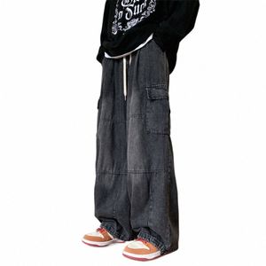 Vintage Y2K Fi Streetwear Baggy Cargo Jeans Voor Mannen Hoge Taille Rechte Wijde Pijpen Broek Mannelijke Losse Denim Broek 2023 Nieuwe g0n0 #