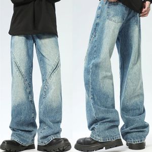 Jean délavé Vintage Y2k pour hommes, pantalon ample surdimensionné à jambes droites, tendance