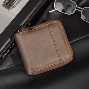 Vintage zipper mens designer portefeuilles mâle style court carte zéro sacs à main embrayages occasionnels no351
