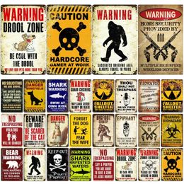 Vintage Zombie Avertissement Signes D'étain Signalisation De Danger Café Bar Restaurant Boutique Maison Mur Décoratif Suspendu En Métal Affiche 20 cm x 30 cm Woo