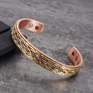 Vintuinly Cross Copper Armband Gold-Color Twisted Magnetische Armband Voor Dames Verstelbare Manchet Koper Armbanden Armbanden Vrouwen Q0717