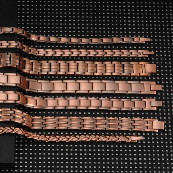 Vinterly Bracelet magnétique hommes pur cuivre énergie santé mâle chaîne lien vintage s bracelets 211124