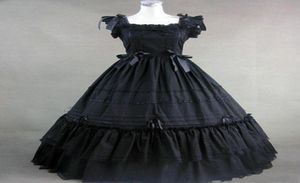 Vintoriaanse gotische korset prom -jurken Black Square Ball Jurk vloer Lengte Boog gelaagde kant Vintage avondjurken Custom Halloween 2135155