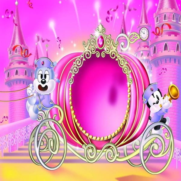 Vinyle enfants dessin animé Photo arrière-plans princesse fille rose chariot décors enfants nouveau-né bébé fête d'anniversaire photographie toile de fond