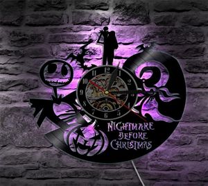 Art mural en vinyle L'Étrange Noël de Monsieur Jack et Sally Lampe arrière LED Horloge R424646973