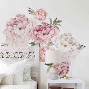 Vinyle Stickers Muraux Fleurs Salon Décoration Pivoine Autocollant Pour Stickers Muraux Pour Enfants Chambres Fleur De Vie Wall Sticker 211112