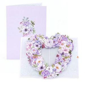 Cartes de voeux de fleurs violettes Cadeaux pour l'amour Belle carte de voeux fleurie avec enveloppe Carte de Saint-Valentin Cadeaux d'anniversaire 240323