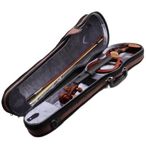 Violon stock violon silencieux pleine taille 4/4 corps en bois d'érable massif 4 cordes violon marron avec accessoire avec étui rigide en plastique ABS gratuit