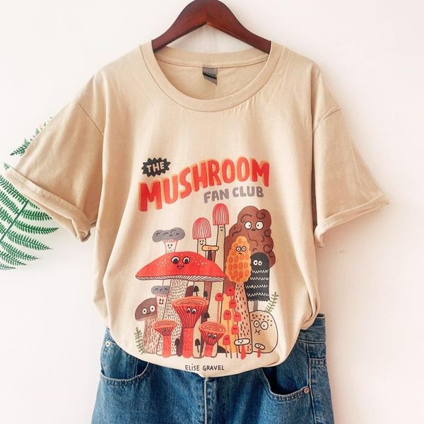 VIP coton matériel rétro abricot champignon Fan Club chemises mignonnes décontracté été femme t-shirts mode vêtements de rue