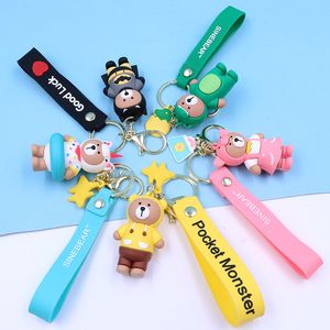 Decompressie Toy Keychains PVC Doll Key Chain Driedimensionale poppensleutel Pendant Leuke cartoon drop-lijm sleutelringcadeau