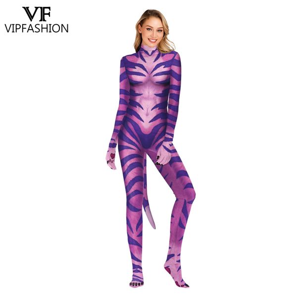 VIP Fashion Funny Costumes Animal Léopard Imprimé Body Adult Body Unisexe Zentai Jumps Cuit avec queue 3D Cosplay Vêtements Fancy Dishy