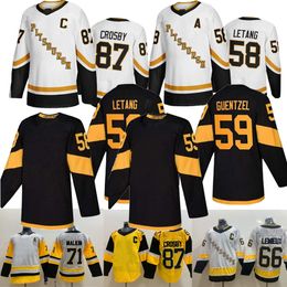 87 Sidney Crosby 71 chandails de hockey Evgeni Malkin 58 Kris Letang 59 Jake Guentzel 66 Lemieux 81 Phil Kessel RBK uniformes hommes + enfants