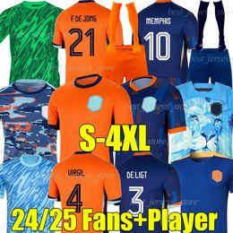 4xl 24 25 Nederlands Memphis Soccer Jerseys 2024 Holland Club Jersey Weghorst Gakpo de Jong Virgil Xavi Memphis Ake 2025 de Ligt Men Kids Kit Socks Sets voetbalshirt