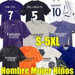 5xl 24/25 Bellingham Mbappe 4th Soccer Jerseys 2024 2025 Vini Jr Rodrygo Joselu Brahim Alaba Tchouameni Camavinga Modric Valverde voetbalshirt Mannen Kit Socks