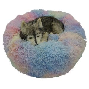 Cama de gato de peluche redonda VIP Link para s House Pet para cesta Productos de animales sofá Cojín largo para perros Estera Mascotas 210722