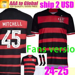 Fans CR Flamengo Soccer Jerseys 2023 2024 2025 DE ARRASCAETA E.RIBEIRO GABI B.HENRIQUE DAVID LUIZ DIEGO PEDRO GERSON 24 25 Hogar lejos Tercera camiseta de fútbol 4XL