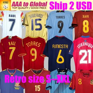 2010 camiseta retro de España 1996 1994 RAUL XAVI Hierro LUIS ENSRIQUE ALONSO Caminero Iniesta PUYOL PIQUE David Villa TORRES 2008 2012 2002 Guerrero Guardiola RAMOS