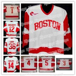 VipCeoBoston Terriers College Hockey 36 John Curry 14 Jekabs Redlihs 11 Dan Spang 1 Stephan Siwiec 3 Ryan Whitney 12 Brad Zancanaro Maillots Pas Cher