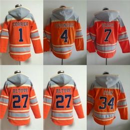 VipCeoMit Houston Sweat à capuche 1 Carlos Correa 4 George Springer 7 Craig Biggio 27 Jose Altuve 34 Nolan Ryan Baseball Sweat à capuche personnalisé vintage