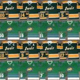 VipCeoMit O Seals Camiseta retro 10 TED HAMPSON 14 CRAIG PATRICK 19 BERT MARSHALL 21 BOBBY BAUN RON STACKHOUSE 30 GARY SMITH 27 GILLES MELOCHE