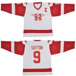 Vipceomit Sutton Youngblood -film Hamilton Mustangs Ice Hockey Jersey Blank 9 Sutton 10 Youngblood Jerseys Custom Elk naamnummer Whitevintage