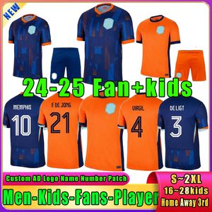 VIRGIL 24 25 Nieuw Nederland MEMPHIS F. DE JONG nationaal team fanspelerversie Voetbalshirts Europa Cup DE LIGT GAKPO AKE voetbalshirt thuis uit kindertenue uniformen