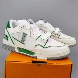 Virgil Designer Trainer Zapatos casuales Denim Candilla de piel de ternero Sneaker de cuero Aloh White Green Red Blue Letray Platform Platform Low Mens Flat Sneakers T312