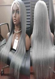 Vierge brésilien Couleur transparent HD Gris Gris Gris Deep Grey Human Heum Hair Frontal Lace Wigs for Black Women17228389912729