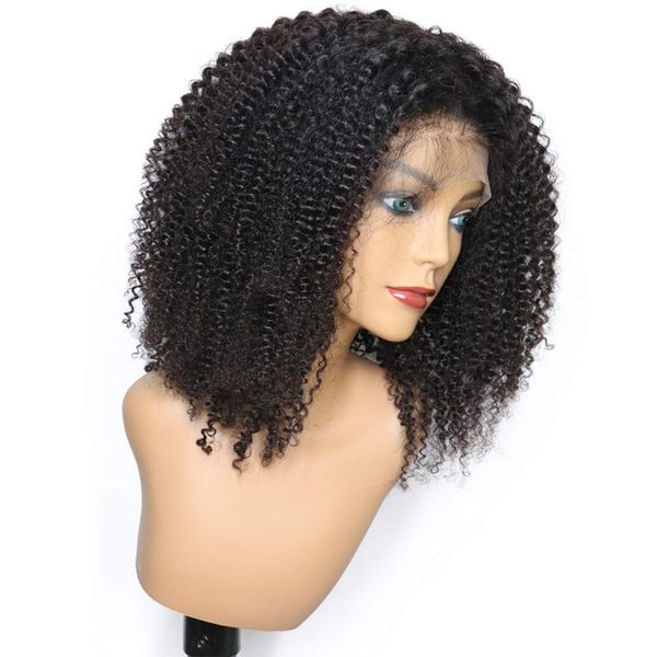 Vierge brésilienne cheveux 12 pouces BOB perruque dentelle avant pas cher bouclés perruques cheveux humains court Bob perruques pour les femmes noires