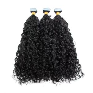 Cinta de 4B/4C en extensiones de cabello humano Remy Brasil Cura de piel natural Cinta de trama en adhesivo Invisible 80pcs Platinum jyz