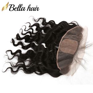 Frontales de encaje con base de seda Cierres de oreja a oreja Cabello humano 100% virgen teje Cierre Onda del cuerpo Color natural Cuero cabelludo falso Cierre frontal de encaje Cabello Rmy Bella Hair