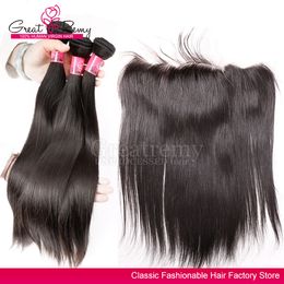 Drop Shipping Maleisische rechte kant sluiting haarstuk 4x13 oor aan oor kant frontale menselijke hair extensions hot koop