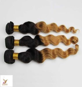 Virgin Peruaanse losse golf Ombre Hair Extensions 1pcSlot Peruaans Haar Weave Bundels OMBRE Human Remy Hair T1B6133209756
