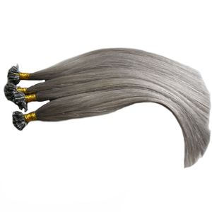 Virgin Rechte Maleisische Keratin Fusion Pre Bonded Nail U Tip Remy Hair Extensions 100% Menselijk Haar Silvery Gray Remy Hair Extension