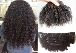 Virgin dikke clip in haarverlenging Kinky Curly Clip ins 100g 120g 7pcs Natuurlijke Kleur 4B 4C Afro Kinky Curly Clip In Menselijk Haar Ex2129632